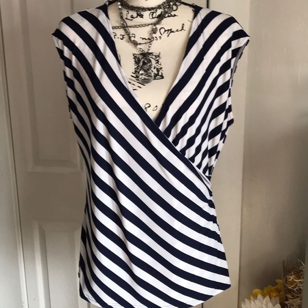 Navy and White blouse